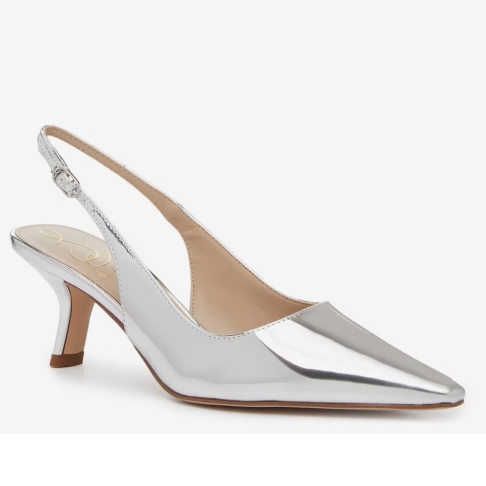 Sam Edelman Silver Parent Bianka Slingback Heels Size 6